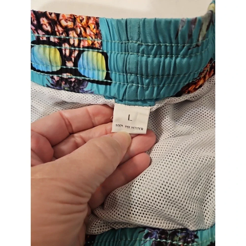 Pineapple Swim Trunks‎ Mens Size Large Net Liner Pockets Beach Volleyball (1403